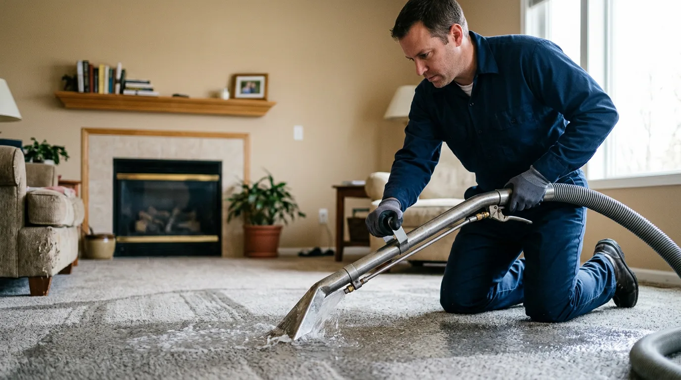Water damage restoration technician working near Walker, MO